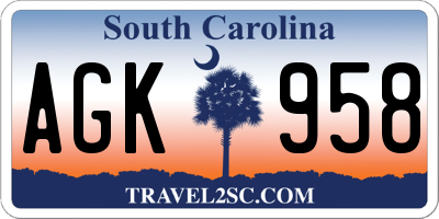 SC license plate AGK958