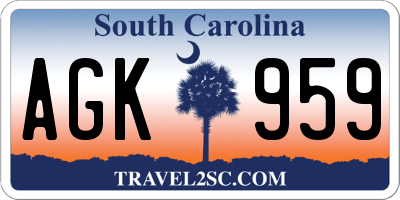 SC license plate AGK959