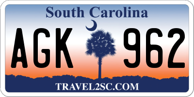SC license plate AGK962