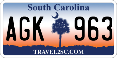 SC license plate AGK963