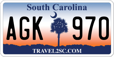 SC license plate AGK970