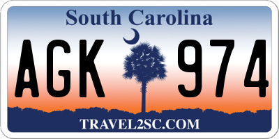 SC license plate AGK974