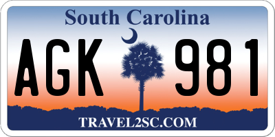 SC license plate AGK981