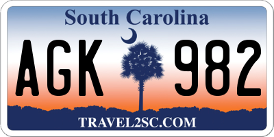 SC license plate AGK982