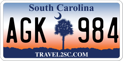 SC license plate AGK984