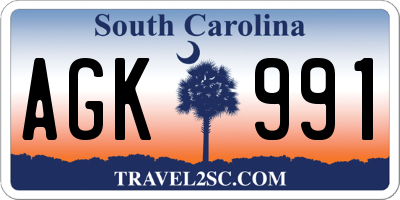 SC license plate AGK991