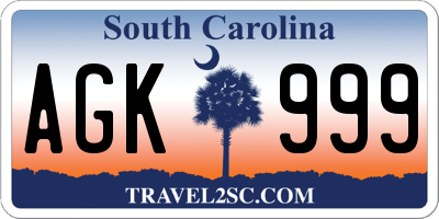 SC license plate AGK999