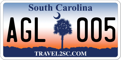 SC license plate AGL005