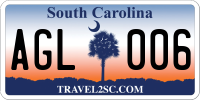 SC license plate AGL006