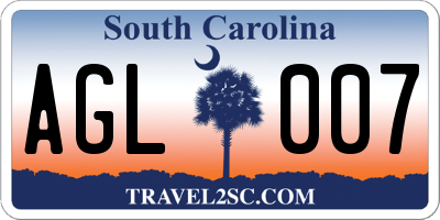 SC license plate AGL007
