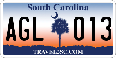 SC license plate AGL013