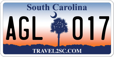 SC license plate AGL017