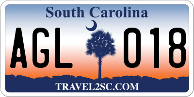 SC license plate AGL018