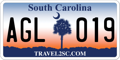 SC license plate AGL019