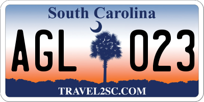SC license plate AGL023