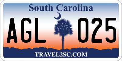 SC license plate AGL025