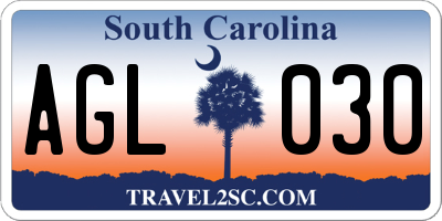 SC license plate AGL030