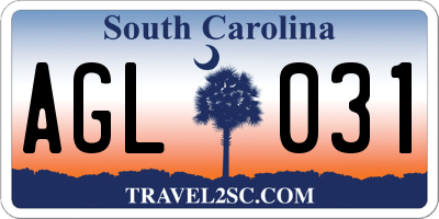 SC license plate AGL031