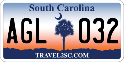 SC license plate AGL032