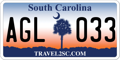 SC license plate AGL033