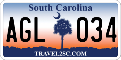 SC license plate AGL034