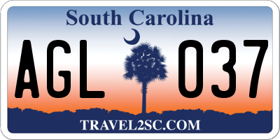SC license plate AGL037
