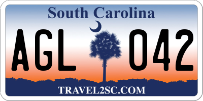 SC license plate AGL042