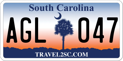 SC license plate AGL047