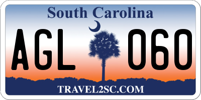 SC license plate AGL060