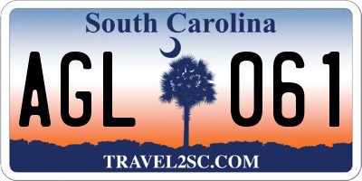 SC license plate AGL061