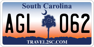 SC license plate AGL062
