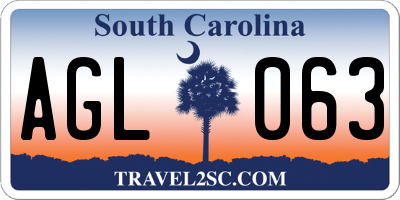 SC license plate AGL063