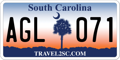 SC license plate AGL071