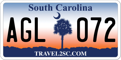 SC license plate AGL072