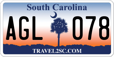 SC license plate AGL078