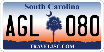 SC license plate AGL080