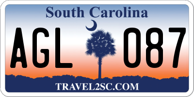 SC license plate AGL087