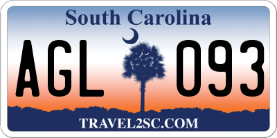 SC license plate AGL093