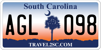 SC license plate AGL098