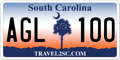 SC license plate AGL100