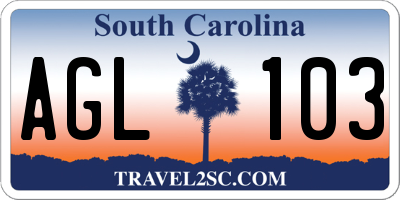SC license plate AGL103