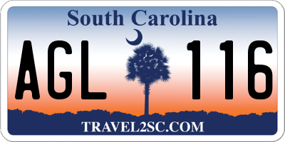 SC license plate AGL116