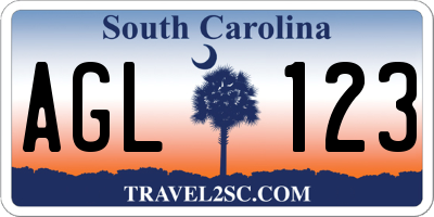 SC license plate AGL123