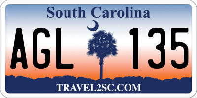 SC license plate AGL135
