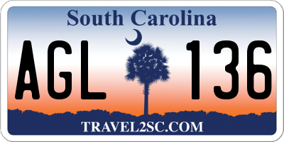 SC license plate AGL136