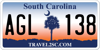 SC license plate AGL138