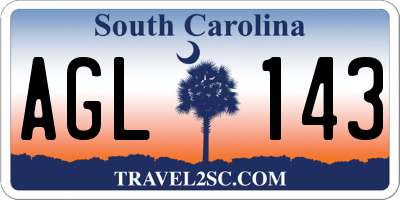 SC license plate AGL143