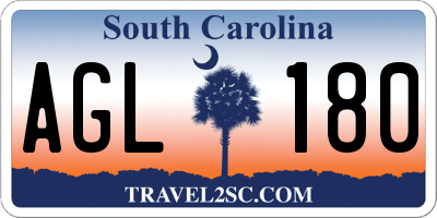 SC license plate AGL180