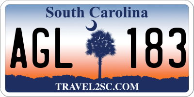 SC license plate AGL183