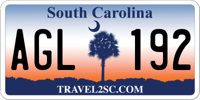 SC license plate AGL192